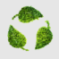 Blogbeitrag von Eugenia Schmitt über das Gemeinwohl Ökonomie Projekt 3 grüne Blätter als Recyclingzeichen auf grauem Hintergrund